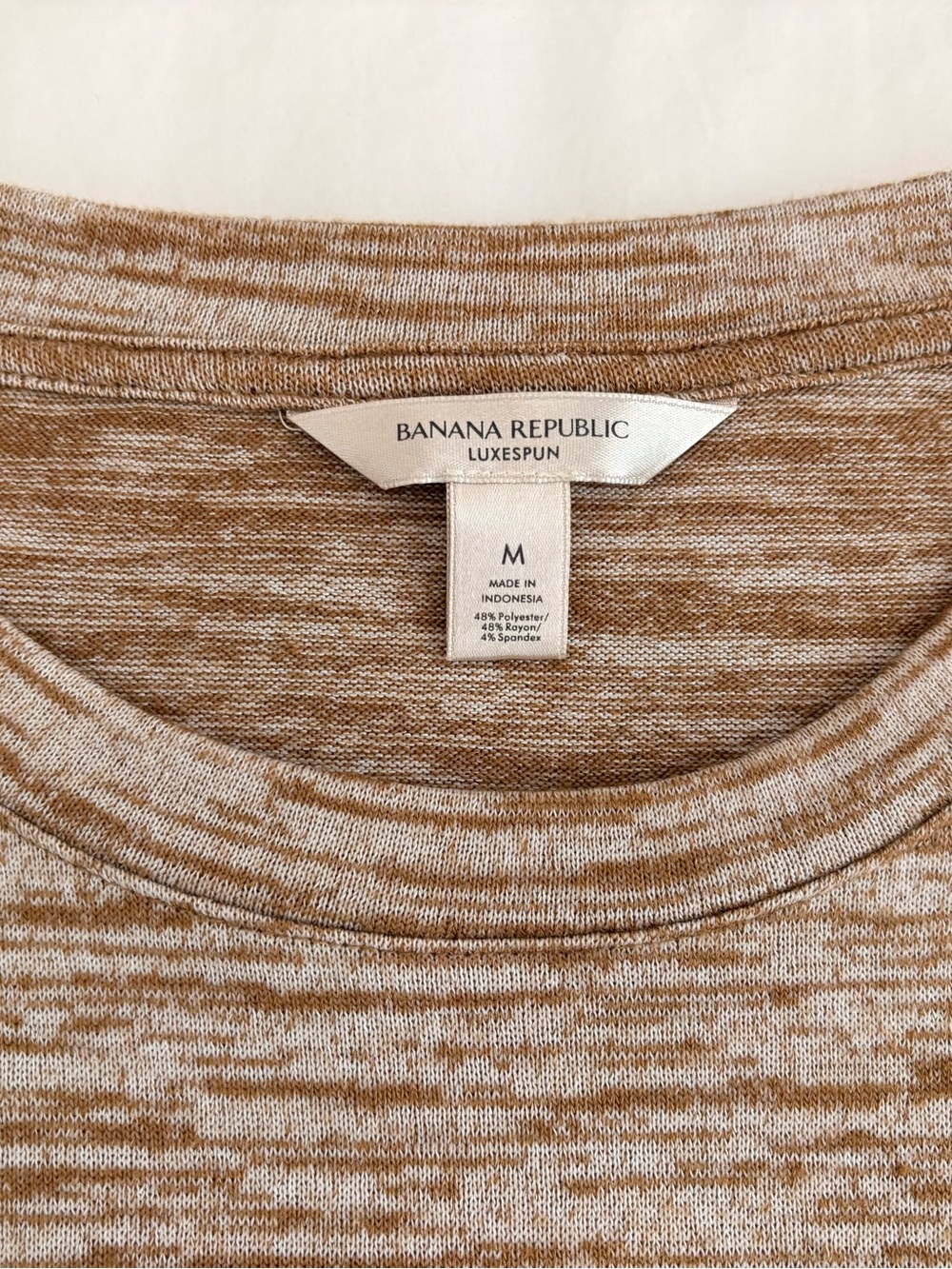 Banana Republic LuxeSpun Tan & White Sweater Tunic -  Size Medium